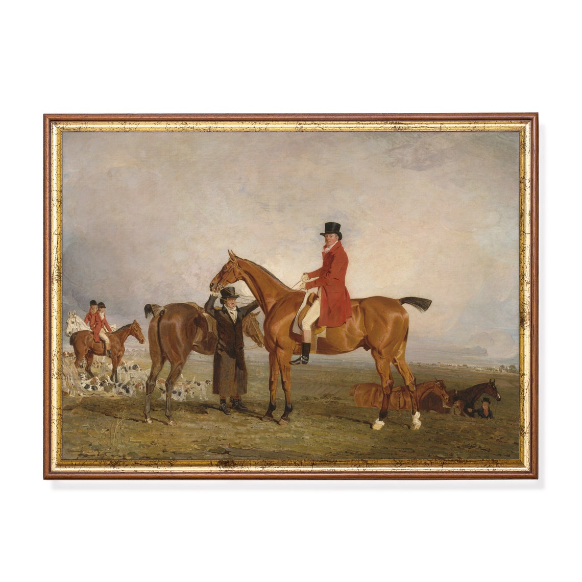Huntsmen and Hounds Gathering Before the Hunt Painting Poster