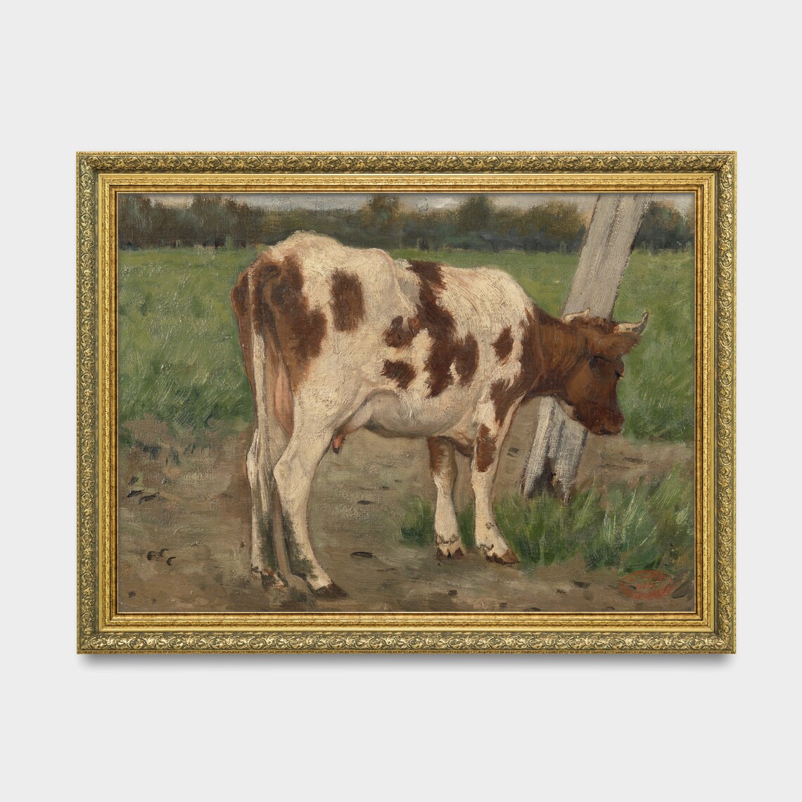Vintage Cow Painting Antique Animal Print Wall Art Country Farmhouse Decor Animal Lover Gift Fine Art - Image 2