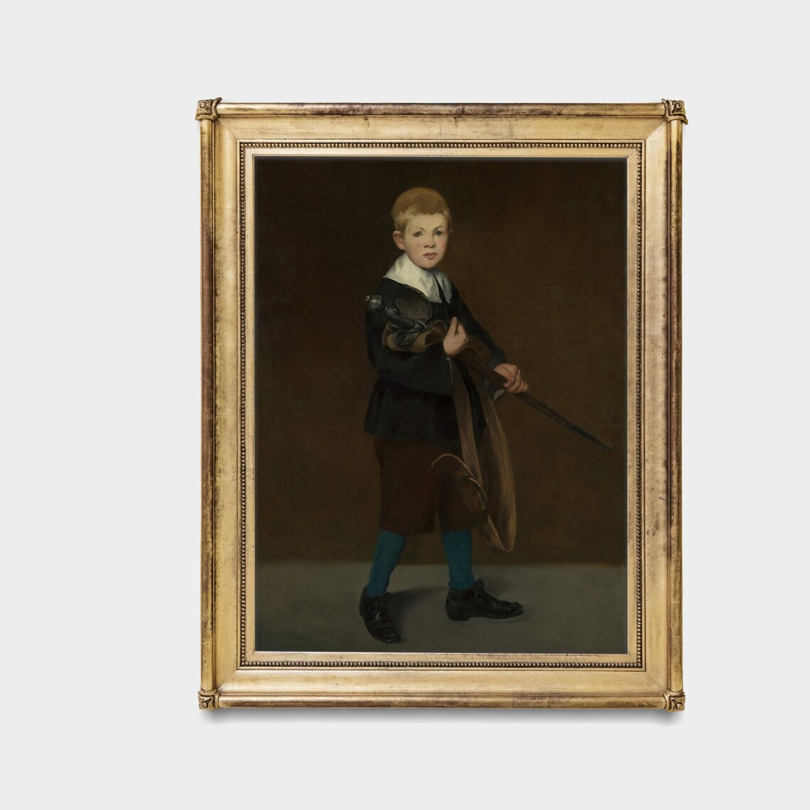 Young Boy Holding a Sword Antique Child Portrait Oil Painting Poster - Image 5