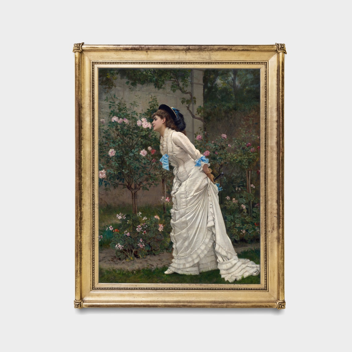 Printed And Shipped Woman In Rose Garden Vintage Portrait Painting Moody Rustic Oil Painting Victorian Female Art Physical Prints - Image 2
