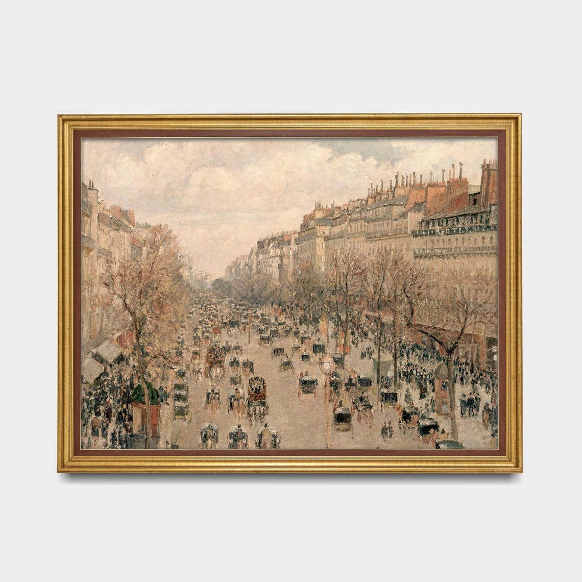 Bustling Paris Boulevard with Carriages Vintage Impressionist Poster - Image 5