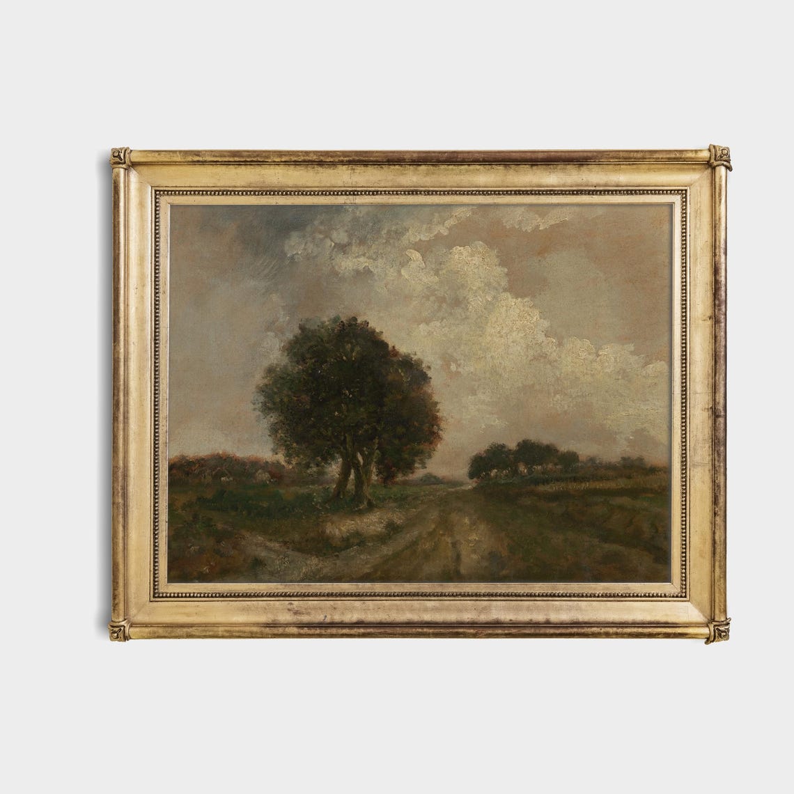 Solitary Oak Tree in a Moody Countryside Vintage Landscape Poster - Image 4