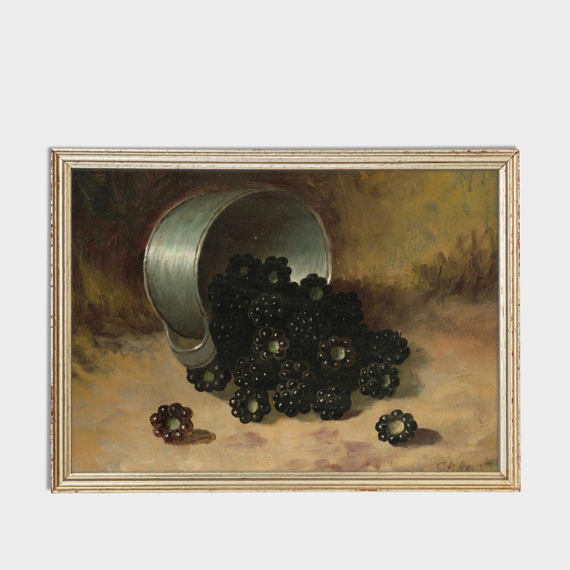 Blackberries Spilling from a Tipped Pail Rustic Still Life Poster - Image 3