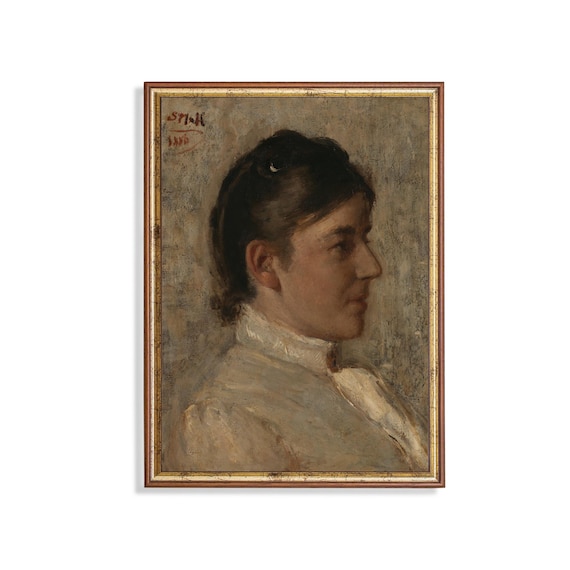 Young Woman in Profile Dated 1890 Classic Vintage Portrait Poster