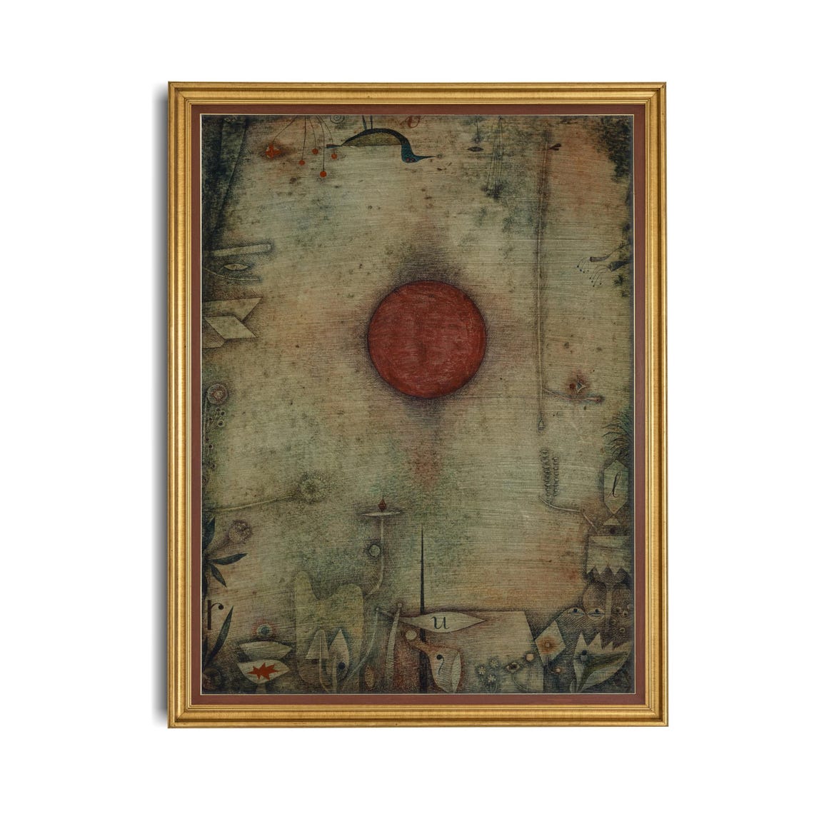 Glowing Red Sun Floating Over a Dreamlike Landscape Abstract Poster - Image 4
