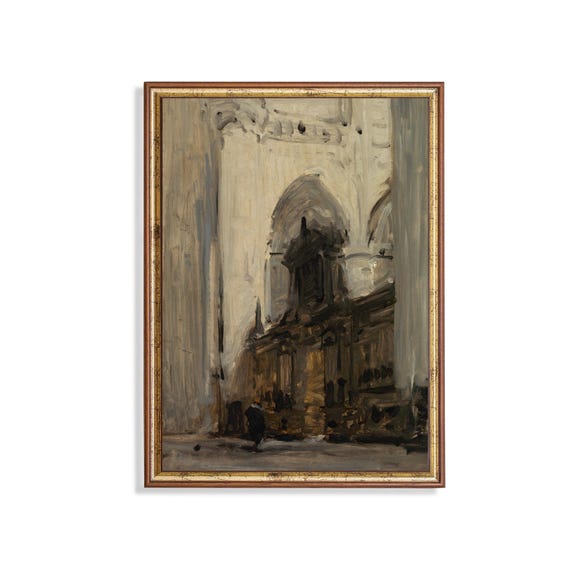 Printed And Shipped Vintage Interior Painting Antique Architecture Print Moody Rustic Fine Art Physical Prints European Decor