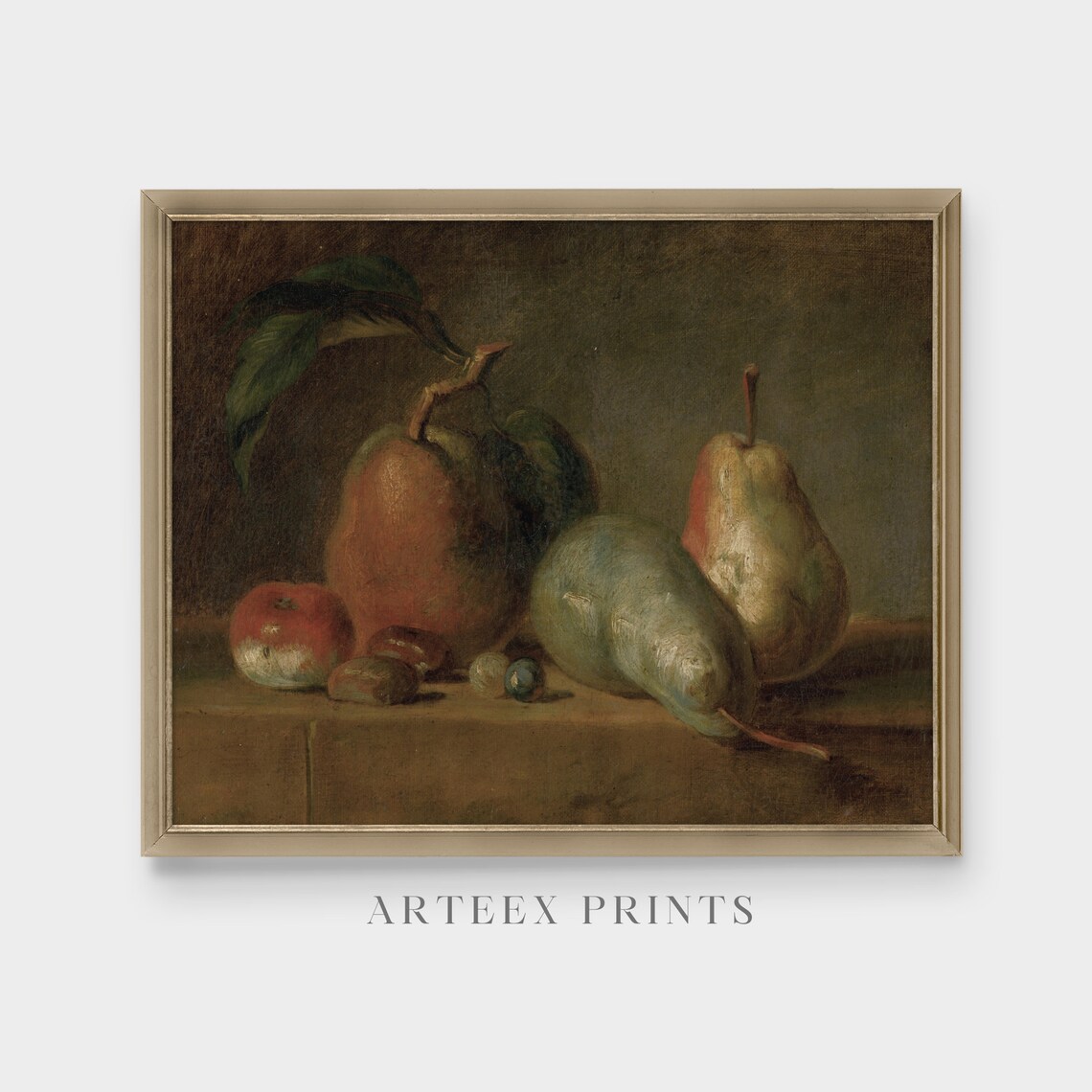 Vintage Still Life With Pears, Rustic Kitchen Art Print - Image 3