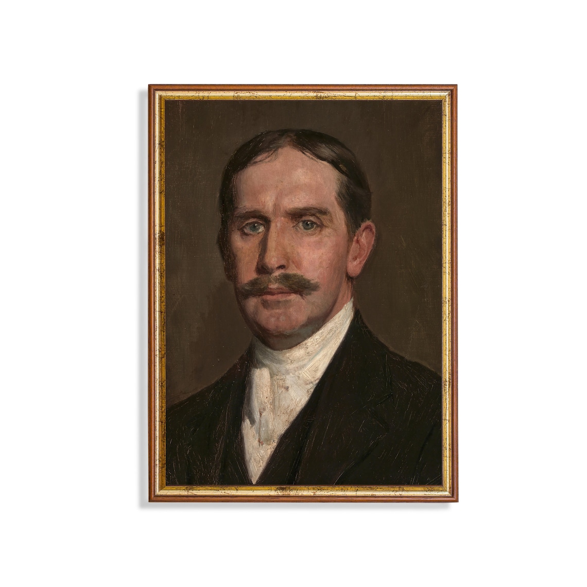 Victorian Gentleman With a Mustache in a Dark Coat Portrait Print