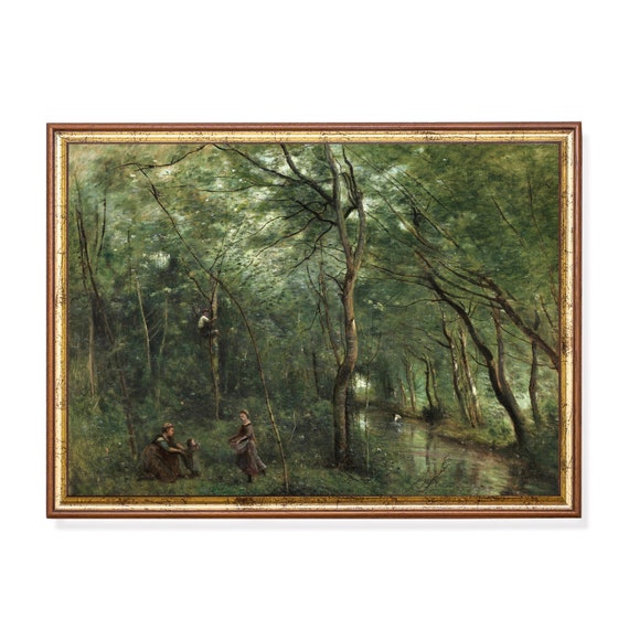 Mailed Print Vintage Landscape Painting Antique Country Landscape Moody Rustic Fine Print Farmhouse Decor Printed And Shipped