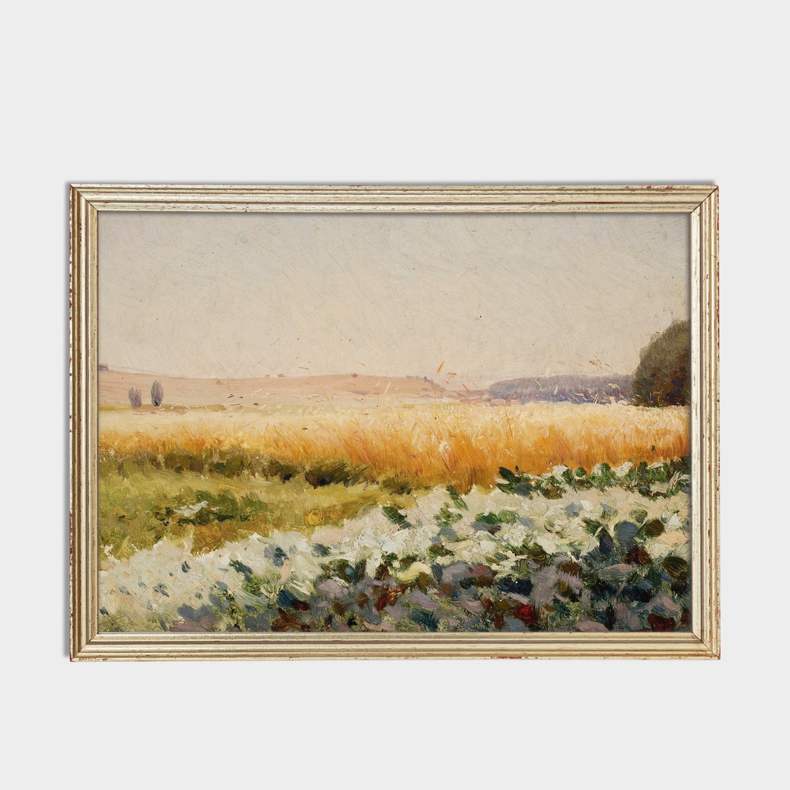Golden Wheat Field at Sunset With Wildflowers Landscape Poster - Image 2