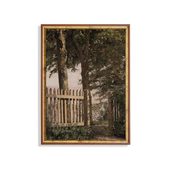 Vintage Landscape Trees Print, Rustic Farmhouse Decor