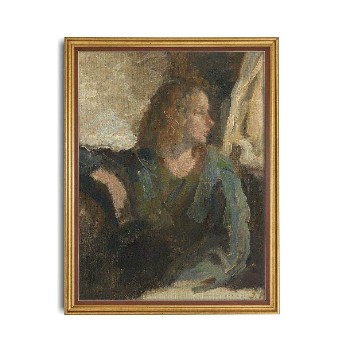 Woman In Profile Vintage Oil Portrait Painting Impressionist Poster - Image 3