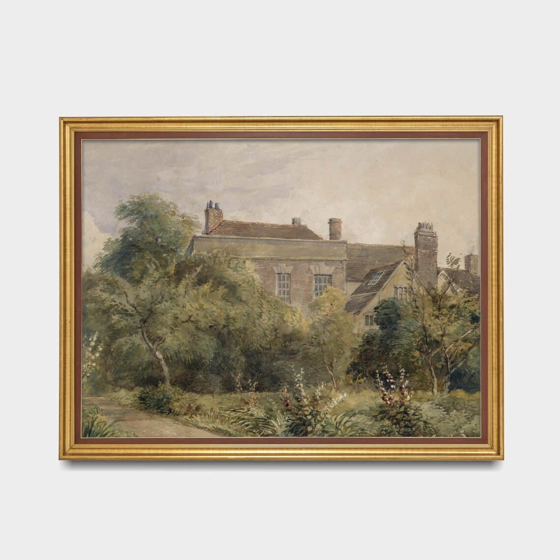 Vintage Landscape Painting Antique Country Landscape French Cottage Fine Print Farmhouse Decor Wall Art - Image 2