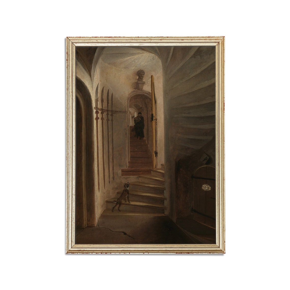 Vintage Interior Painting Antique Architecture Print Dark Academia Moody Rustic Wall Art Fine Art Print - Image 2