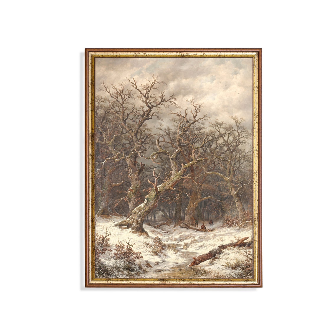 Bare Winter Trees in a Snowy Forest Vintage Landscape Art Poster