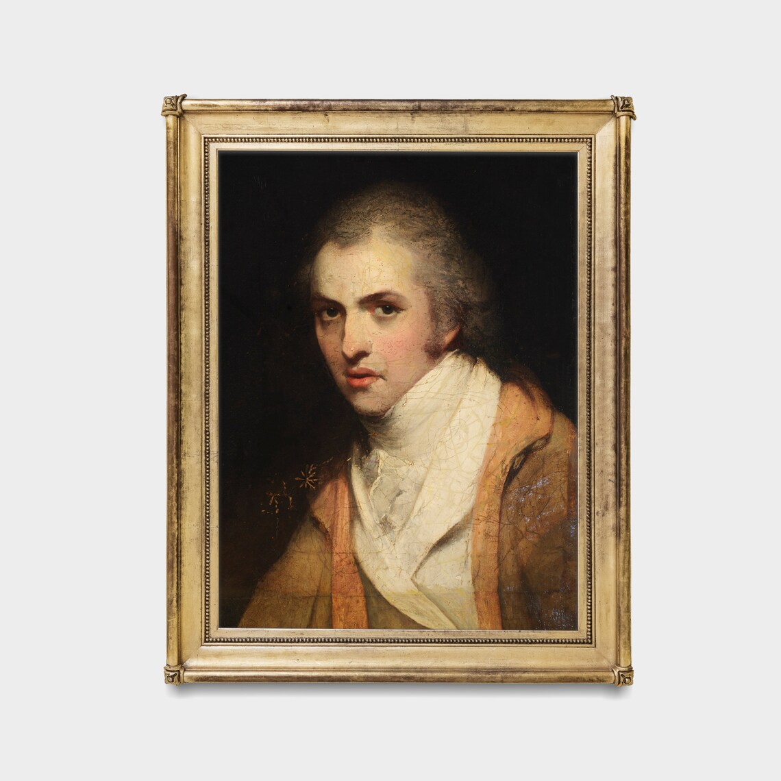 Vintage Young Gentleman Portrait White Cravat Antique Man Wall Art - Image 3