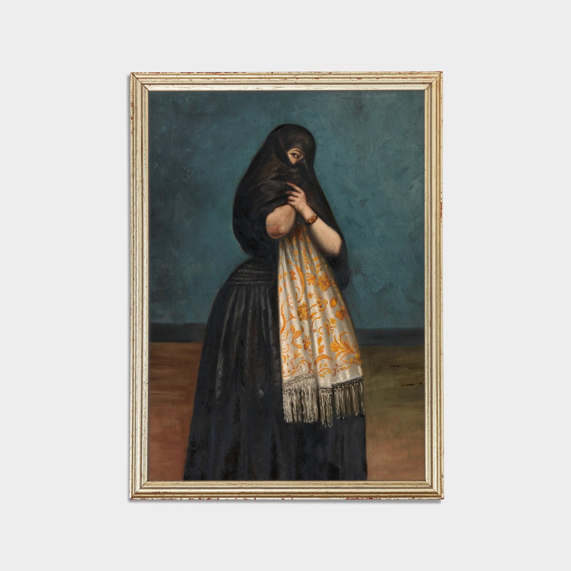 Vintage Portrait Painting Antique Woman Portrait Rustic Oil Painting Print Wall Art Female Fine Art - Image 2
