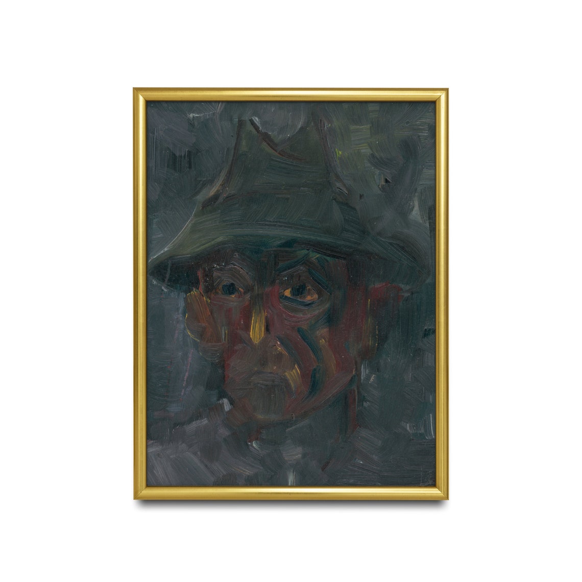 Expressionist Portrait of a Man in a Wide Brimmed Hat Poster - Image 2