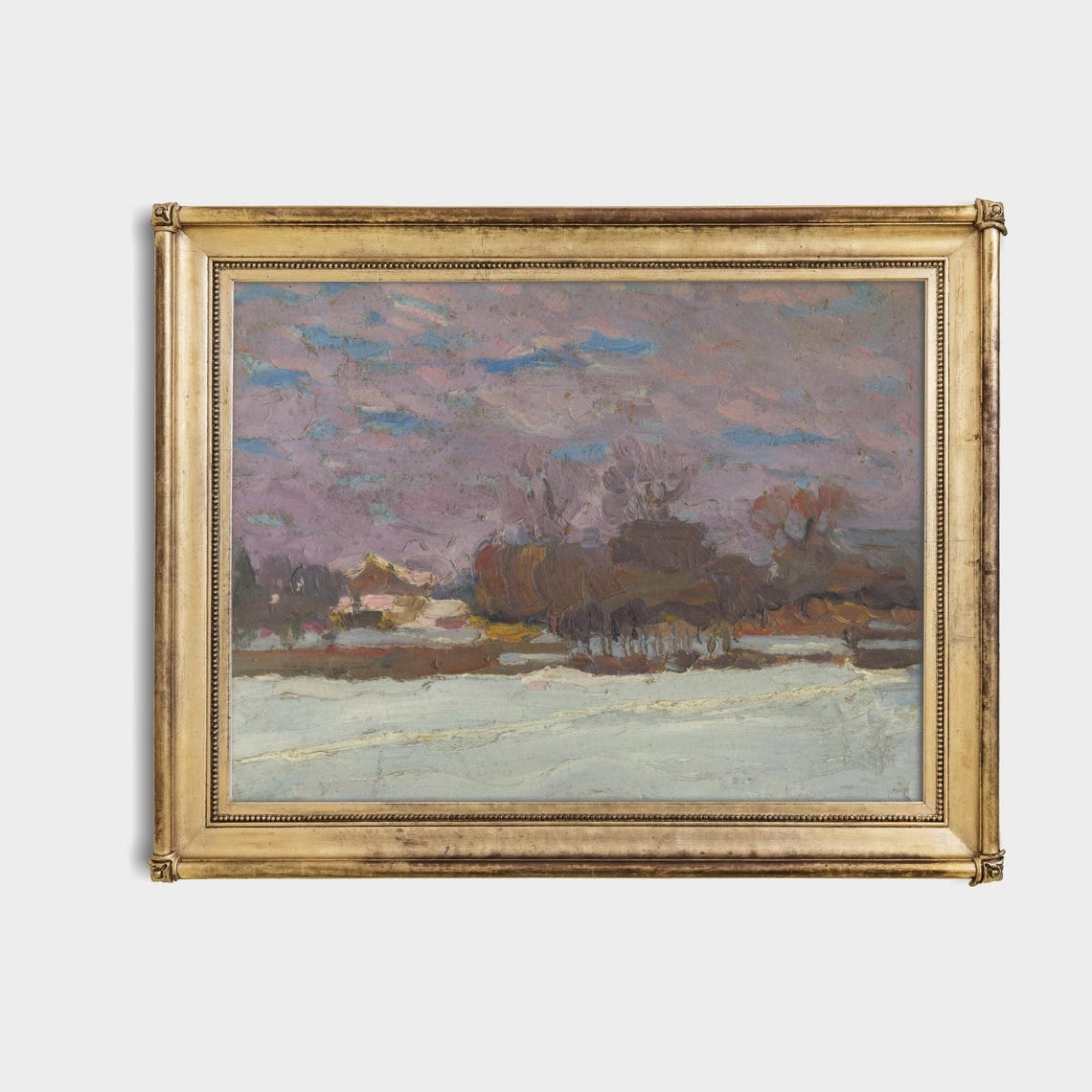Purple Dusk Snowy Field Impressionist Winter Landscape Poster - Image 4