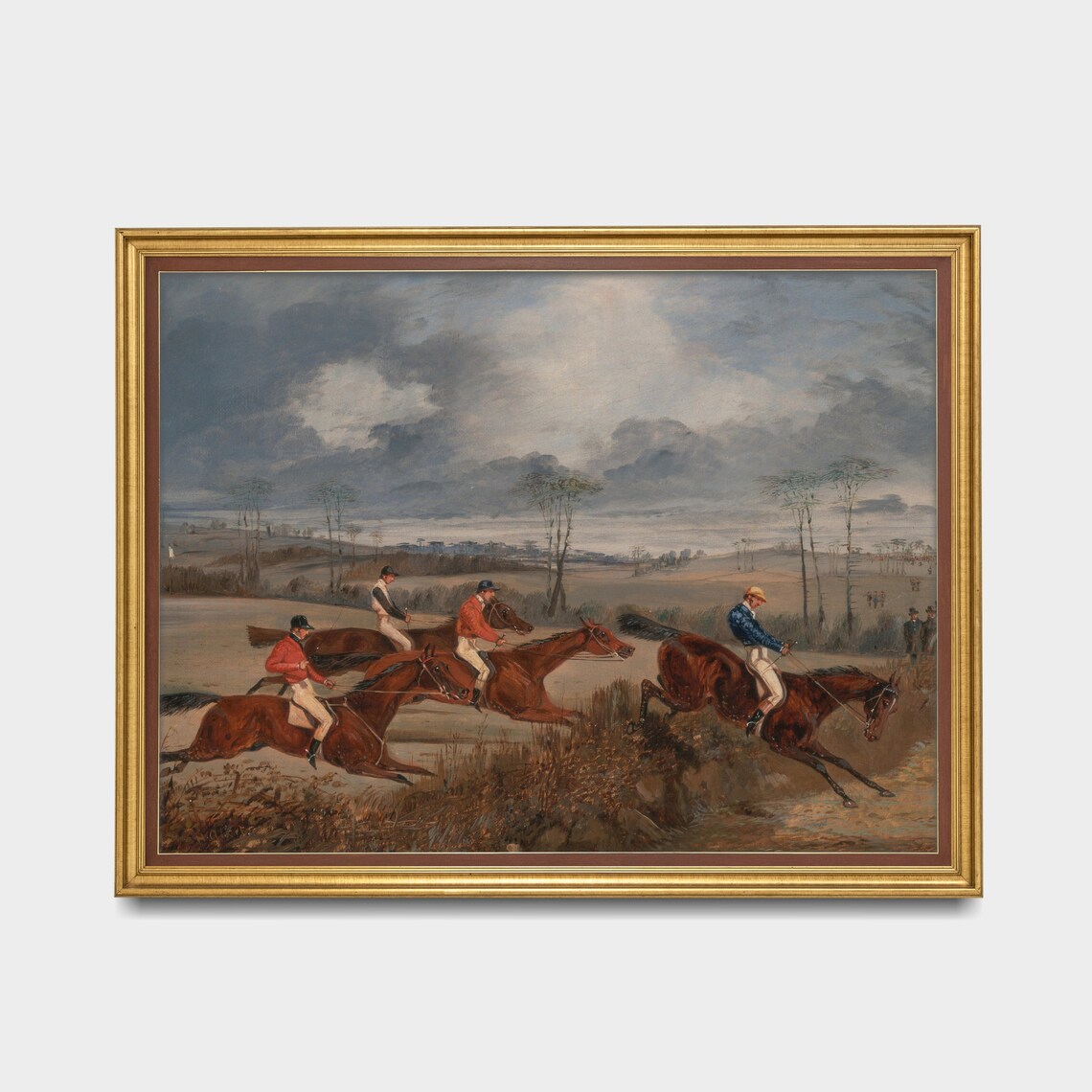 Horse Race Steeplechase Vintage Equestrian Oil Painting Poster - Image 3