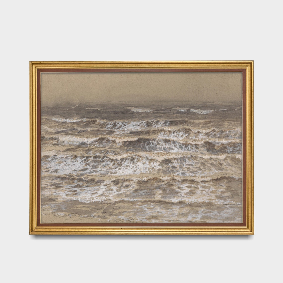 Rolling Ocean Waves in a Sepia Toned Vintage Surf Study Poster - Image 3
