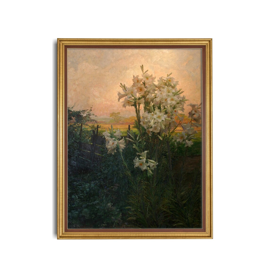 Vintage Floral Branch Landscape, Rustic Art Print - Image 3