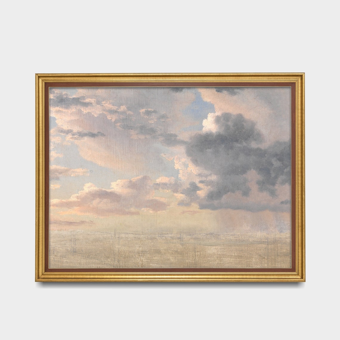 Vintage Cloud Study Antique Sky Painting Wall Art Nursery Decor 18th Century Art Rustic Oil Print - Image 3