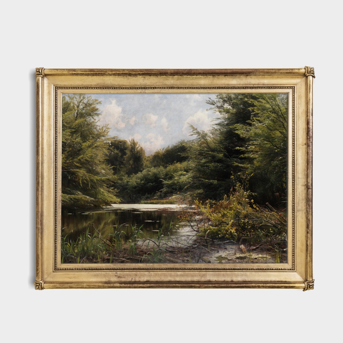 Forest Pond Hidden Among Dense Trees Vintage Landscape Painting Poster - Image 2