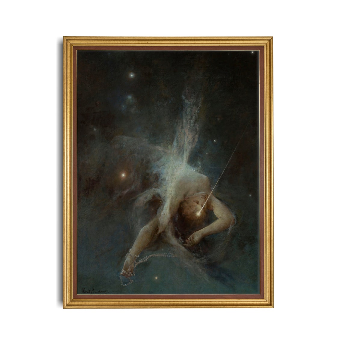 Print And Ship Vintage Wall Art Falling Star Print Classic Fine Art Antique Artwork Rustic Moody Surreal Art Dark Academia - Image 3