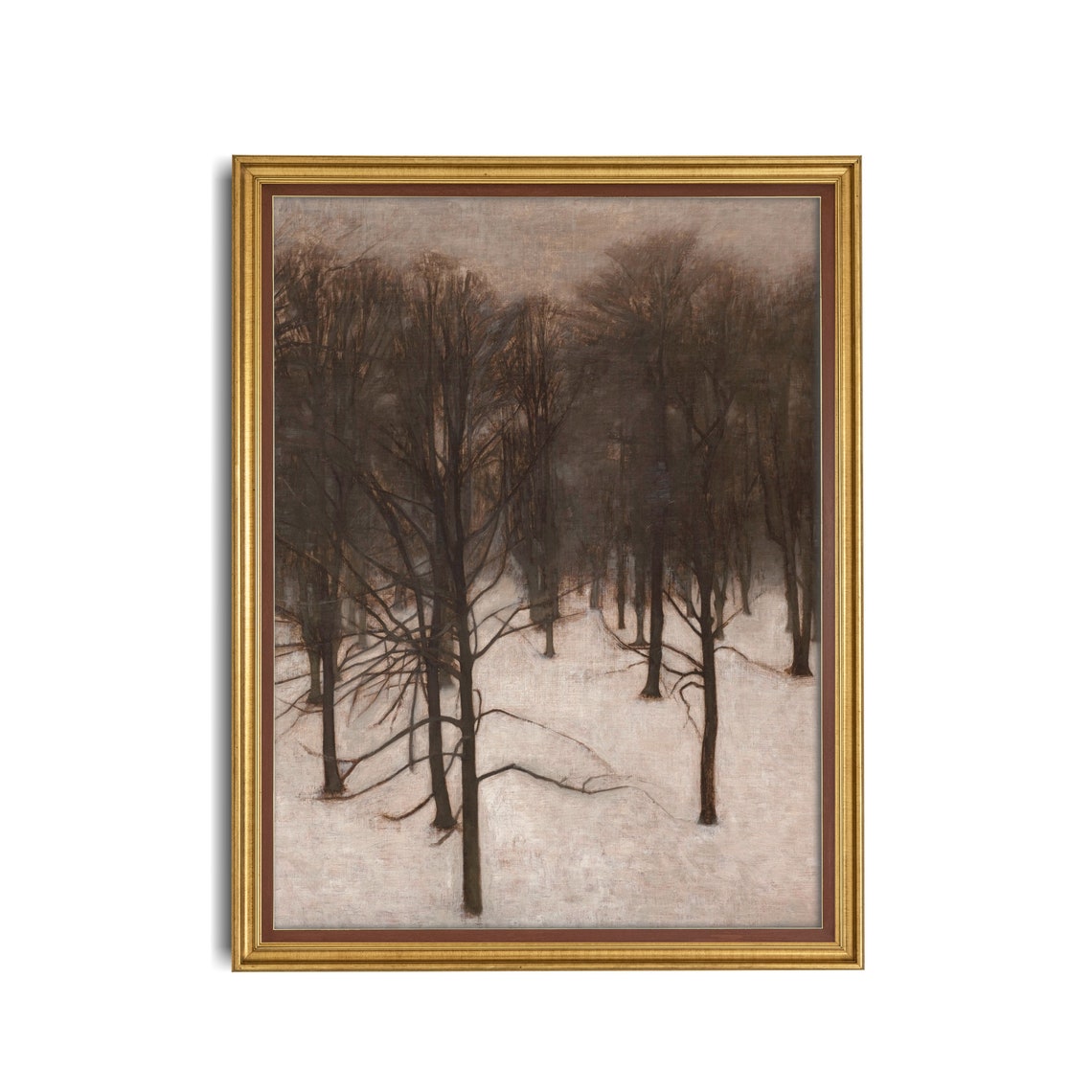 Vintage Winter Landscape Antique Forest Print Moody Rustic Fine Art Winter Scenes Christmas Wall Art - Image 3