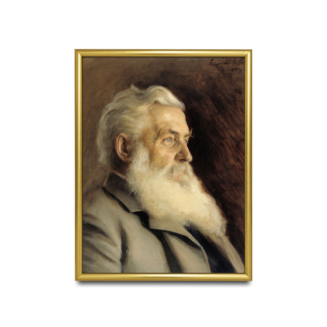Bearded Elder in Profile Portrait Painted in 1893 Vintage Poster - Image 2