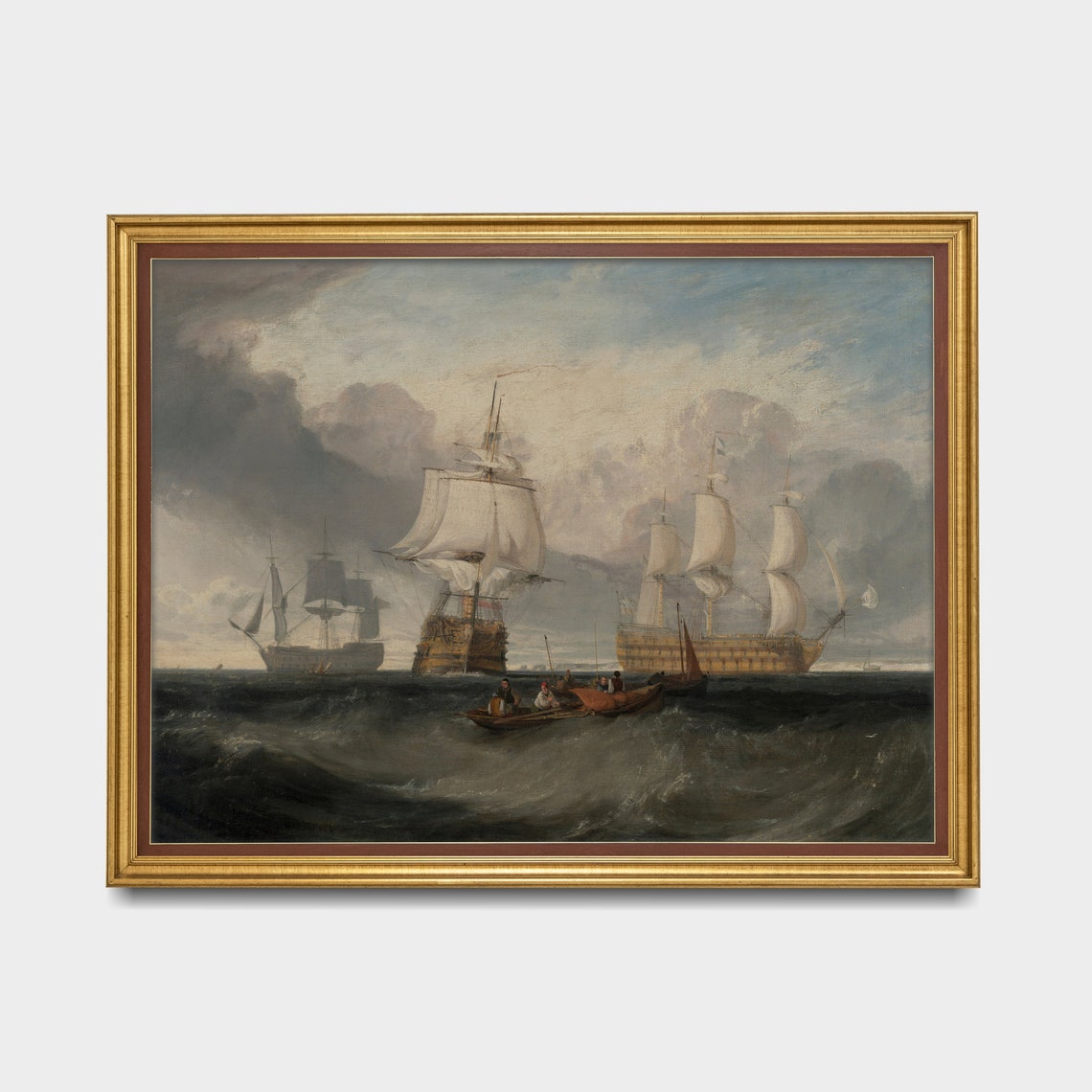 Printed And Shipped Vintage Sailing Ship Painting Antique Seascape Print Moody Rustic Ocean Beach Nautical Decor Physical Prints - Image 3