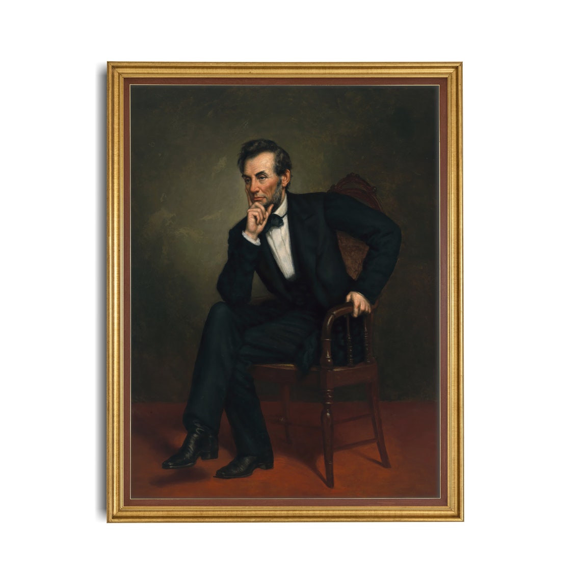 Seated Abraham Lincoln Pensive Vintage Presidential Portrait Poster - Image 2