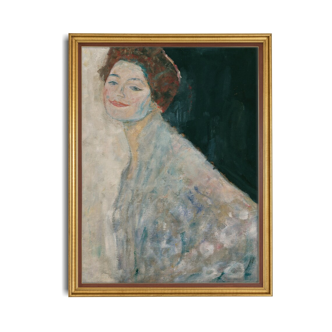 Smiling Red-Haired Woman in a Flowing Pale Dress Vintage Poster - Image 4