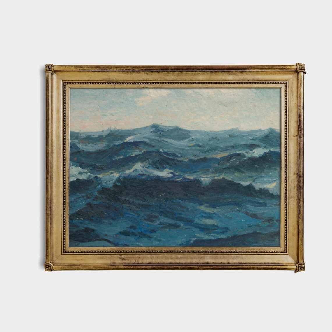 Deep Blue Churning Ocean Waves Impressionist Seascape Poster - Image 4