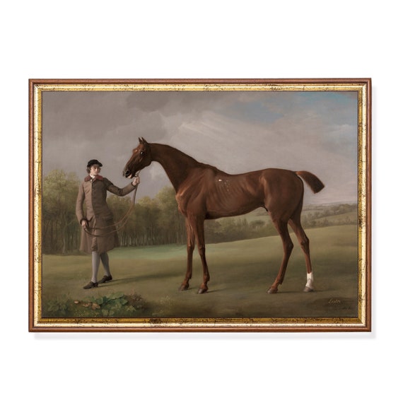 Printed And Shipped Vintage Horse Painting Antique Equestrian Print Moody Rustic Print Farmhouse Decor Fine Art Physical Prints