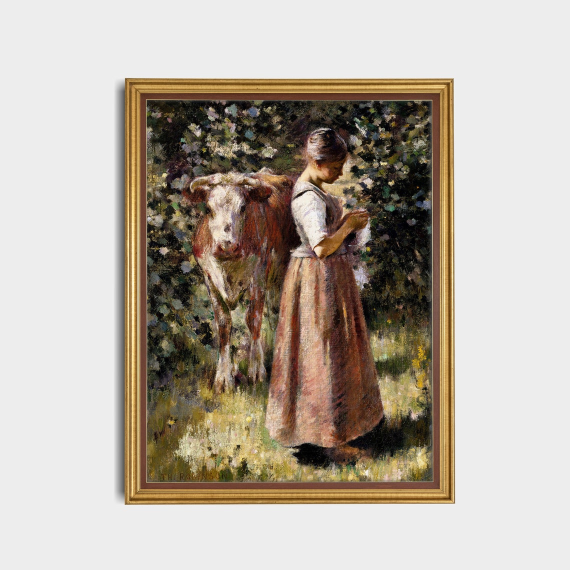 Printed And Shipped Woman With Cow Vintage Portrait Painting Cowgirl Print Moody Rustic Oil Painting Fine Art Physical Prints - Image 3