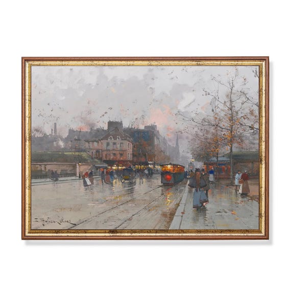 Mailed Print Vintage Cityscape Painting Antique Architecture Print Moody Rustic Art Print And Ship Porte De Chatillon Paris France