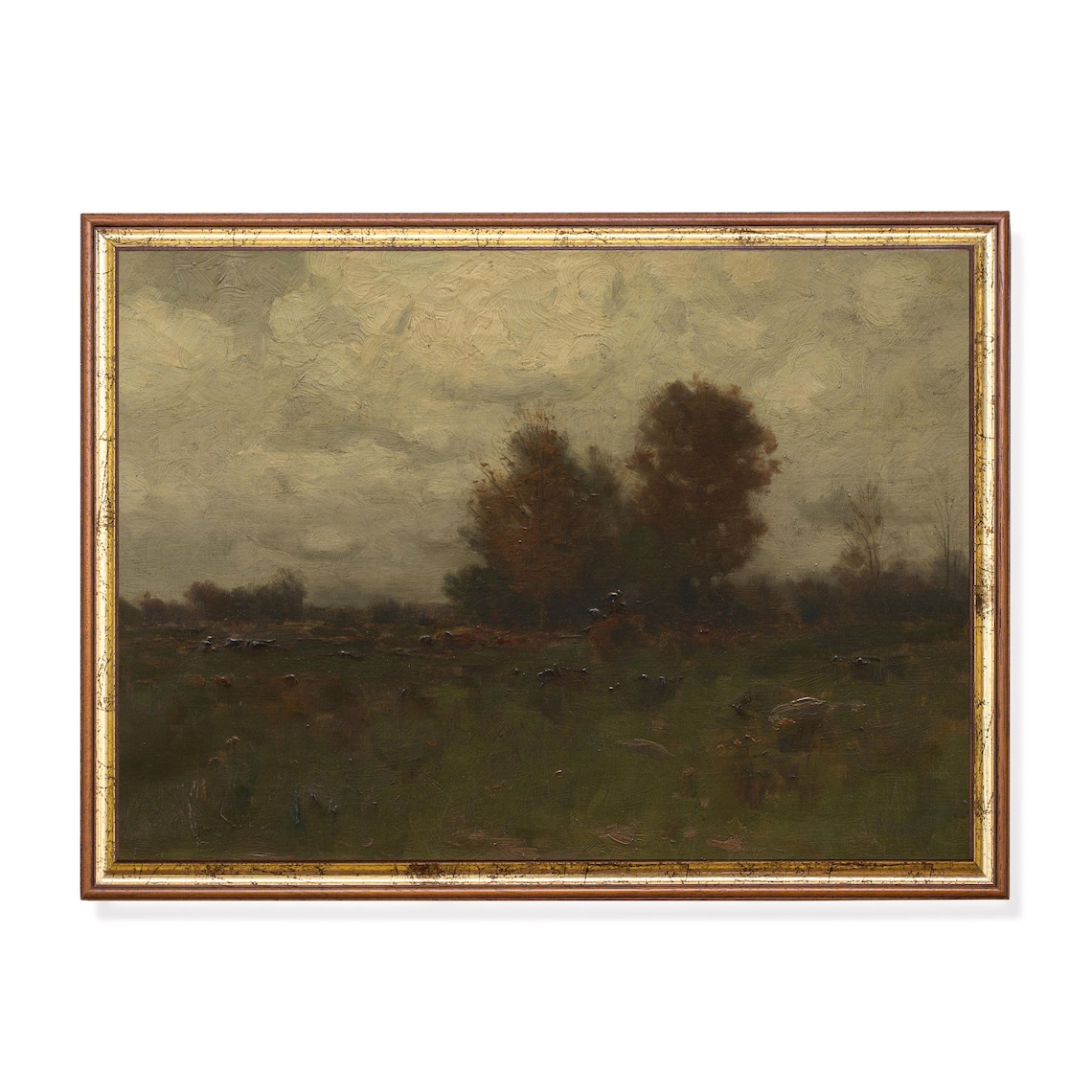 Vintage Autumn Landscape, Rustic Dark Academia Art Print
