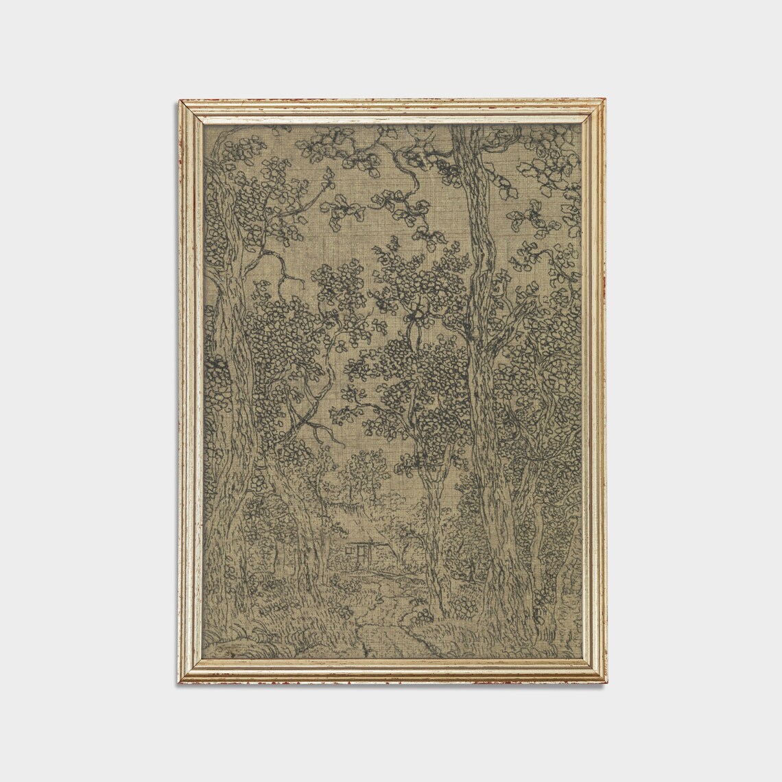 Wooded Landscape Vintage Sketch, Rustic Art Print - Image 2