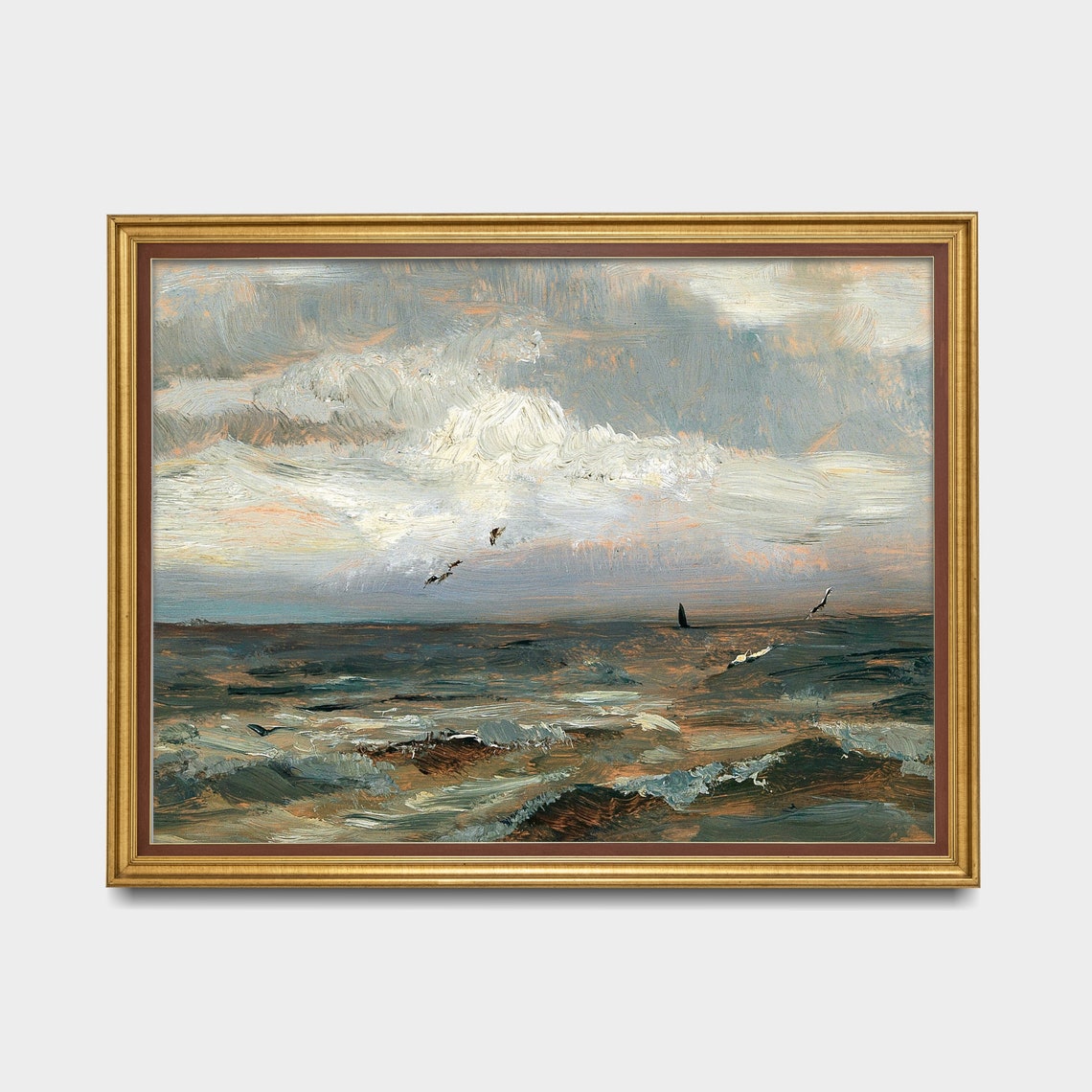 Stormy Sky Over Choppy Sea Impressionist Ocean Painting Art Poster - Image 5