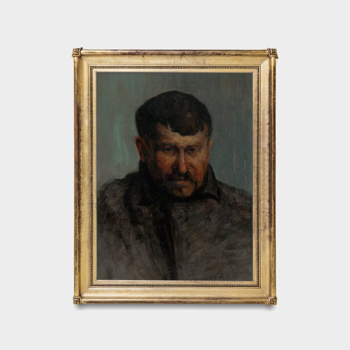 Moody Antique Young Man In Fur Coat Portrait Oil Painting Poster - Image 5