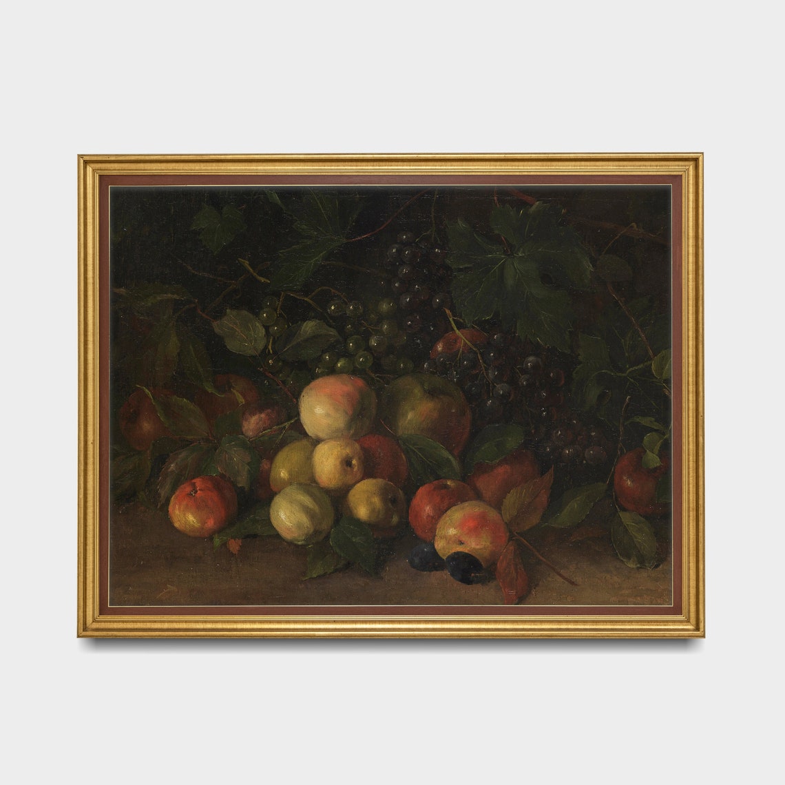 Still Life Apples Grapes Plums Vintage Fruit Painting Poster - Image 5