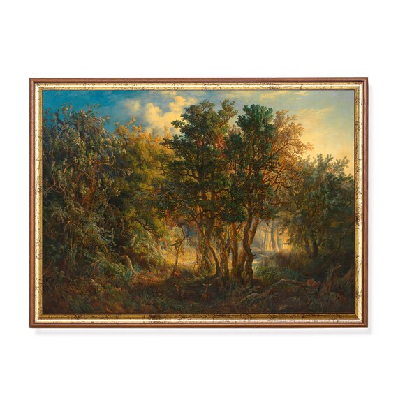 Printed And Shipped Vintage Wood Landscape Antique Forest Print Rustic Farmhouse Decor Country Scenery Fine Art Mailed Print