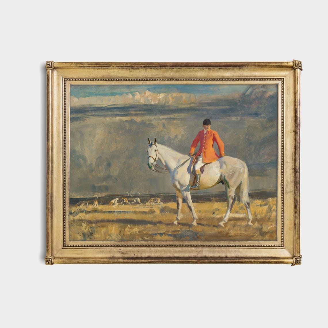 Fox Hunter In Scarlet On A Grey Horse Vintage Equestrian Poster - Image 4