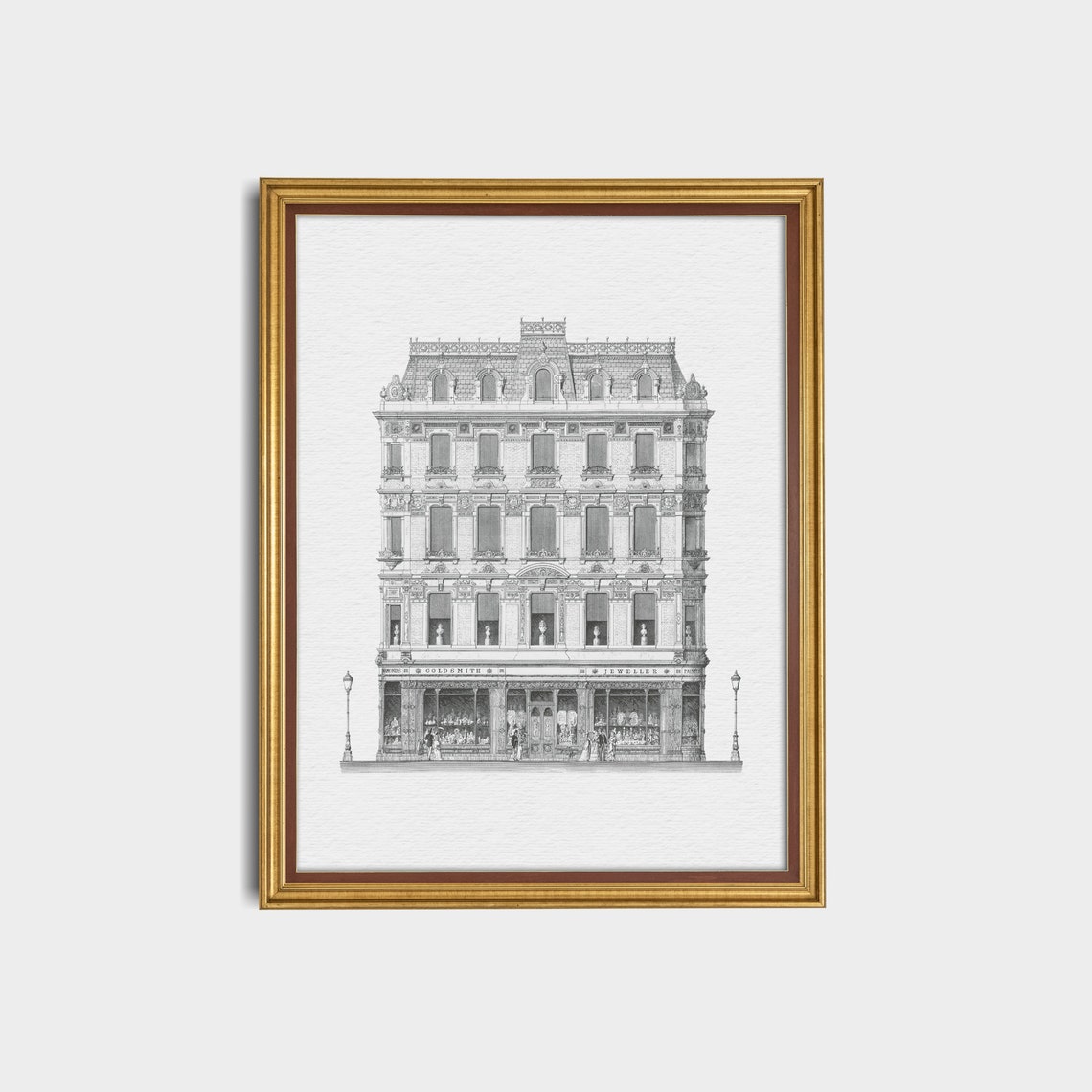 Vintage Architecture Sketch Antique Drawing Print Ink Drawing Neutral Decor Wall Art Farmhouse Decor - Image 2