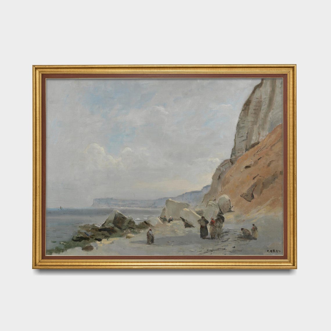 White Chalk Cliffs of the Coast with Beach Figures Seascape Poster - Image 5