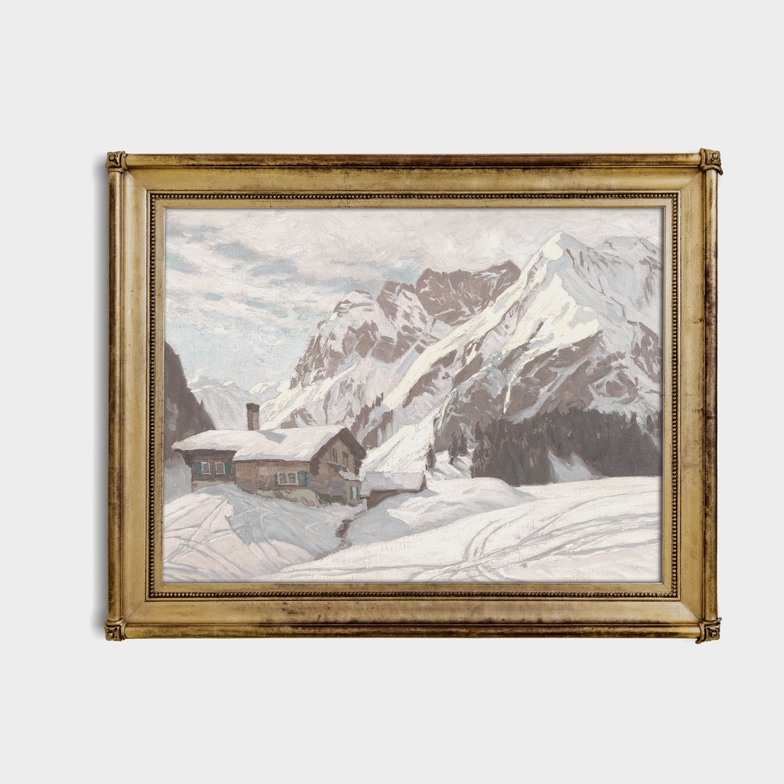 Alpine Chalet in Deep Snow Beneath Towering Snowy Peaks Poster - Image 3