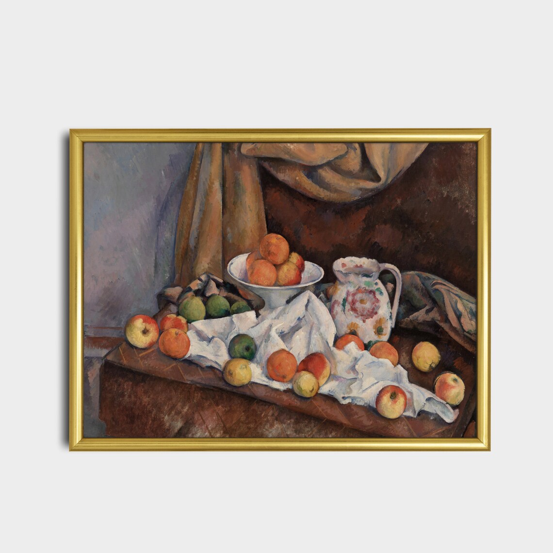 Still Life with Apples and Floral Pitcher Vintage Painting Poster - Image 5