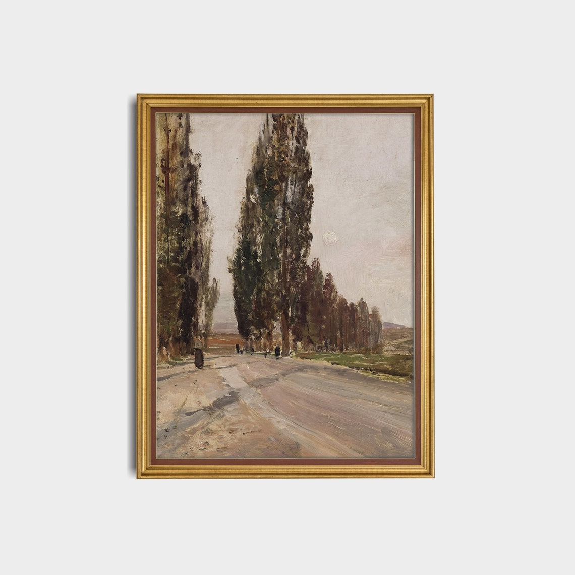 Country Road Lined with Tall Poplars Antique Landscape Poster - Image 3